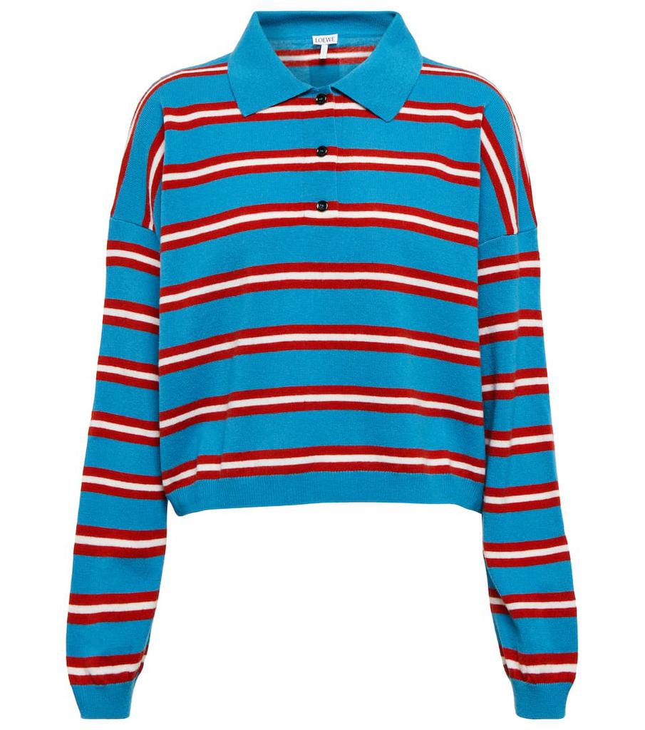 Striped wool polo top商品第1张图片规格展示
