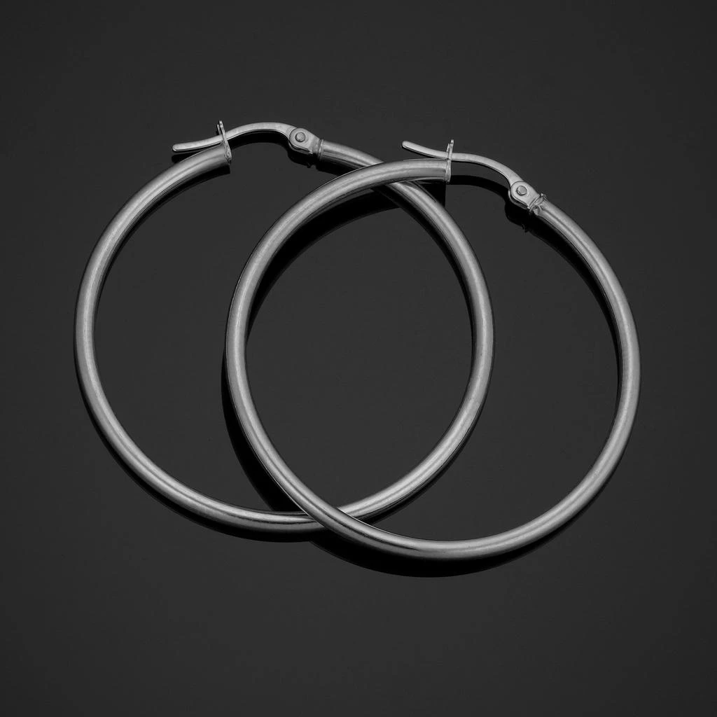 商品Fremada|10k White Gold Polished Hoop Earrings (2x35 mm),价格¥818,第1张图片