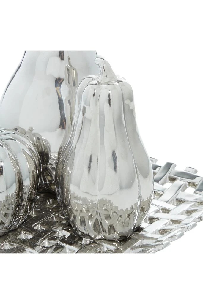 商品WILLOW ROW|Silver Ceramic Decorative Fruit Sculpture with Plate - Set of 4,价格¥643,第4张图片详细描述