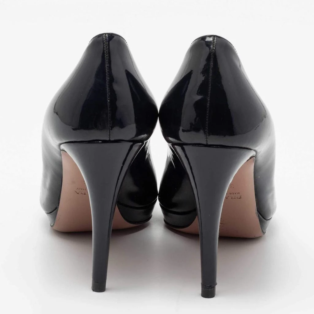 商品[二手商品] Prada|Prada Midnight Blue Patent Leather Peep-Toe Platform Pumps Size 38.5,价格¥847,第5张图片详细描述