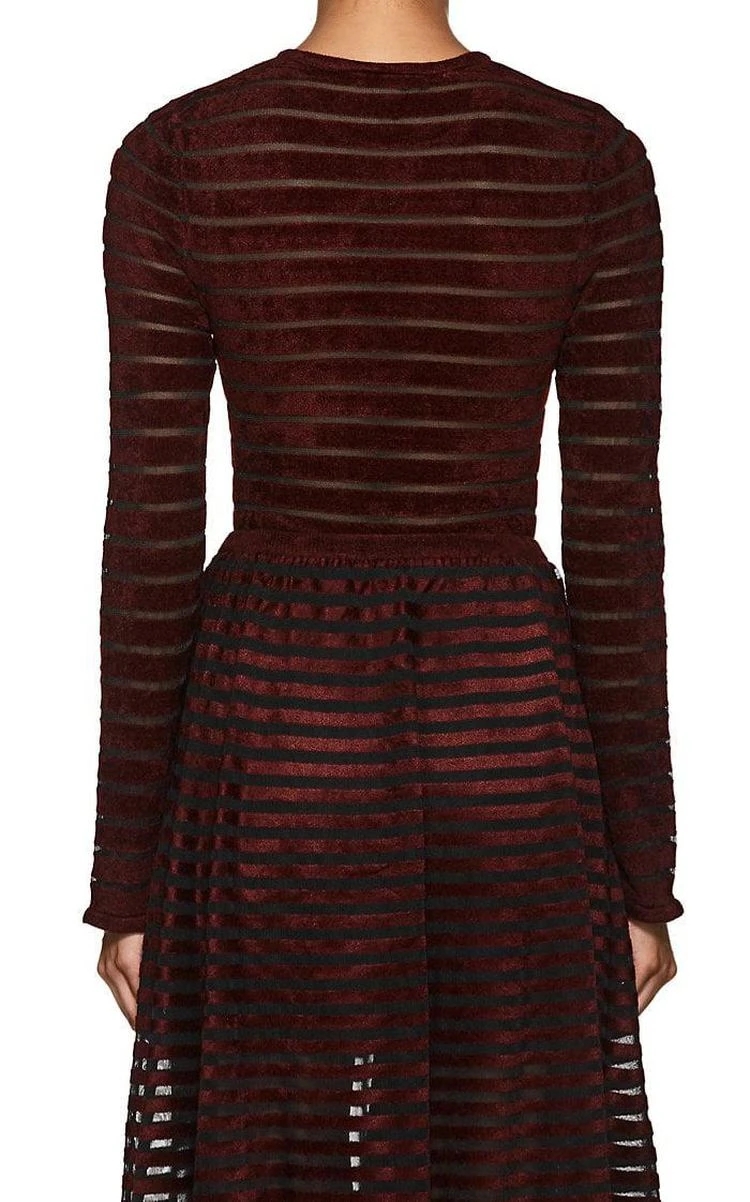 商品Ronny Kobo|Chani Velvet-Striped Tulle Bodysuit,价格¥665,第2张图片详细描述