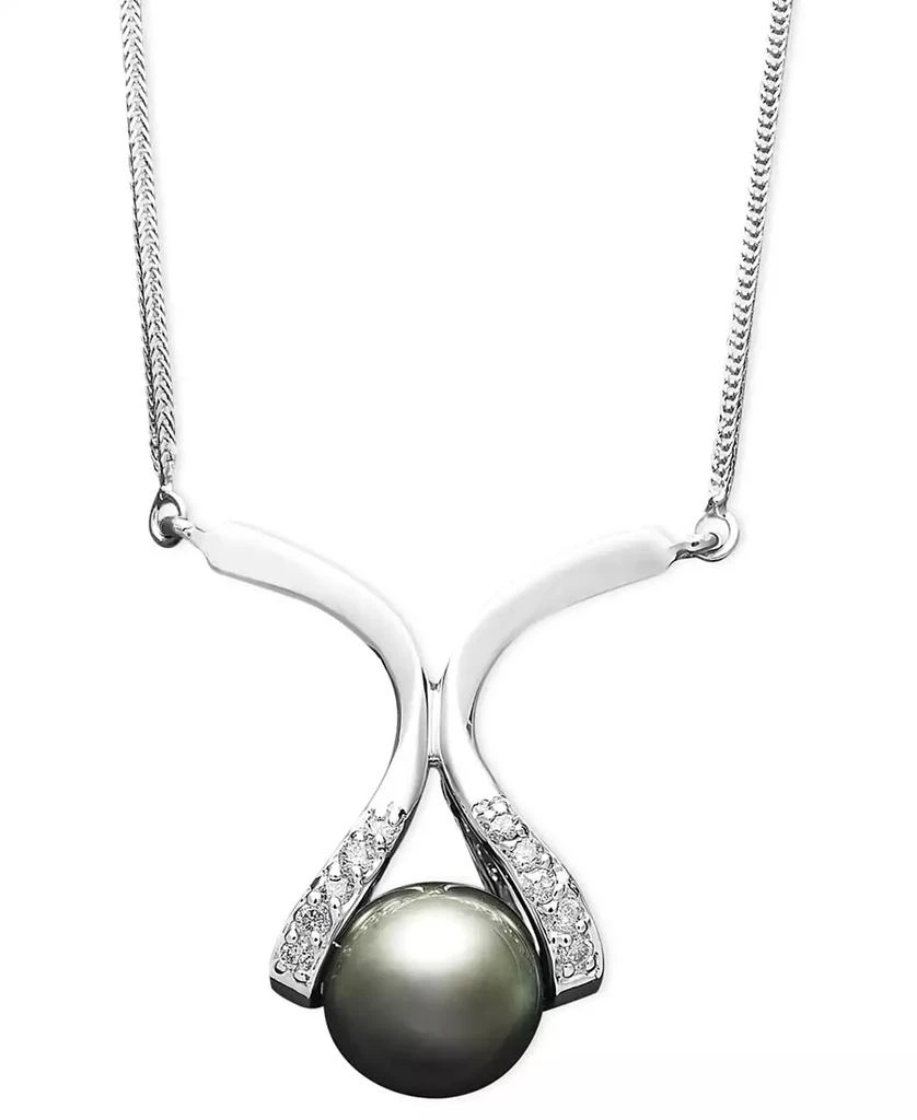 商品Macy's|14k Gold Necklace, Cultured Tahitian Pearl (8mm) and Diamond Accent Pendant,价格¥4637,第1张图片