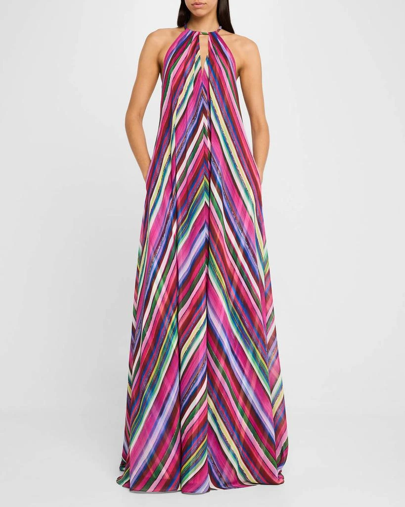 商品Badgley Mischka|Striped Georgette Trapeze Gown,价格¥5426,第5张图片详细描述