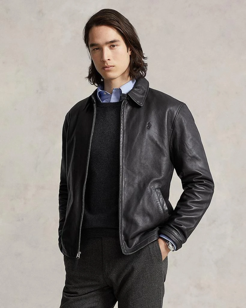 商品Ralph Lauren|Maxwell Lambskin Leather Zip Jacket,价格¥5194,第1张图片