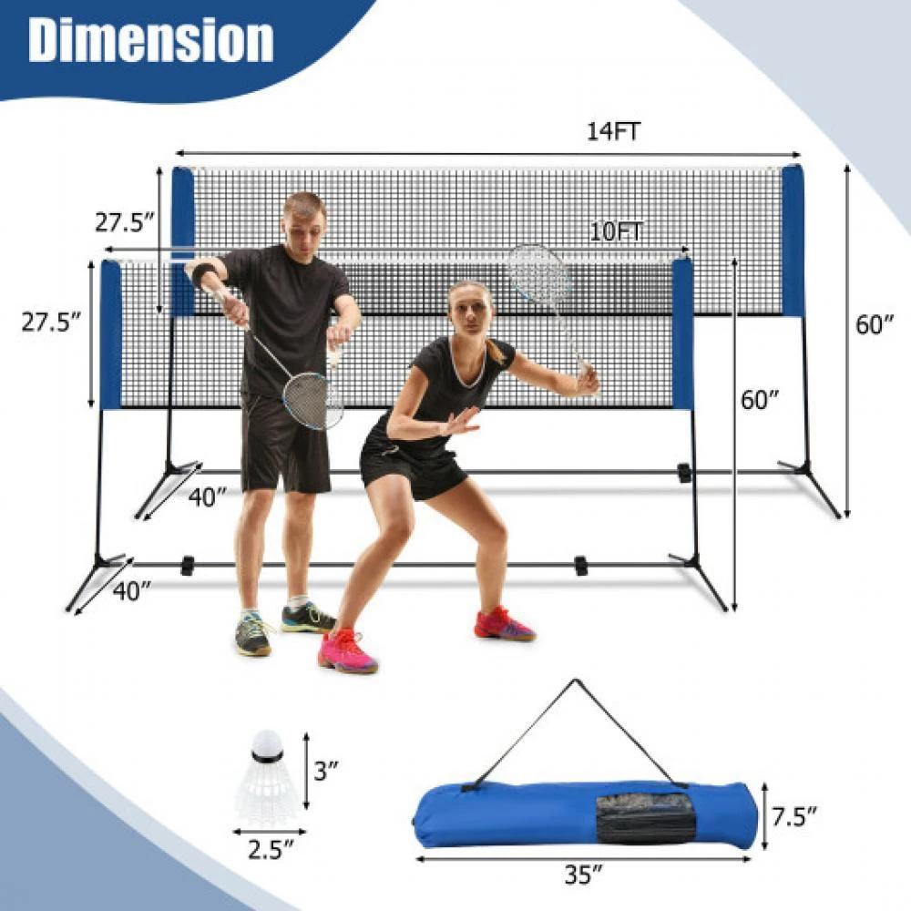 商品Hivvago|10/14 Feet Adjustable Badminton Net Stand with Portable Carry Bag-14 ft,价格¥624,第4张图片详细描述