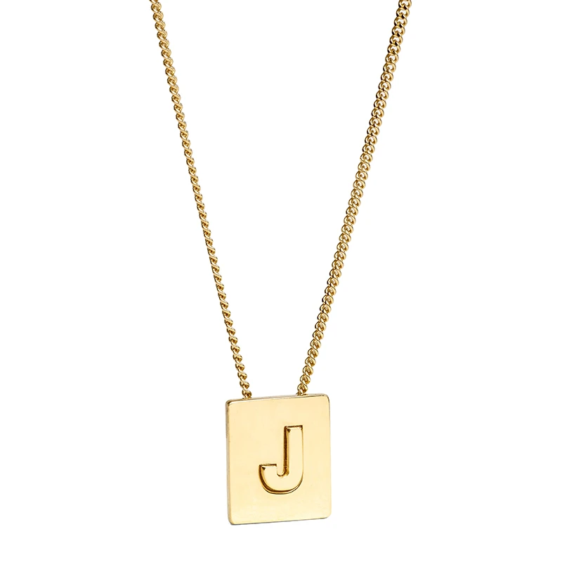 商品Celine|CELINE/赛琳 经典款ALPHABET系列 男女同款金色饰面黄铜字母J坠饰项链46N0J6BRA.35OR,价格¥3094,第1张图片