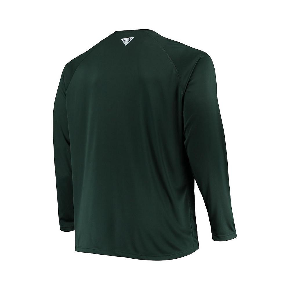 Men's Green Michigan State Spartans Big and Tall Terminal Tackle Omni-Shade Long Sleeve Raglan T-shirt商品第4张图片规格展示