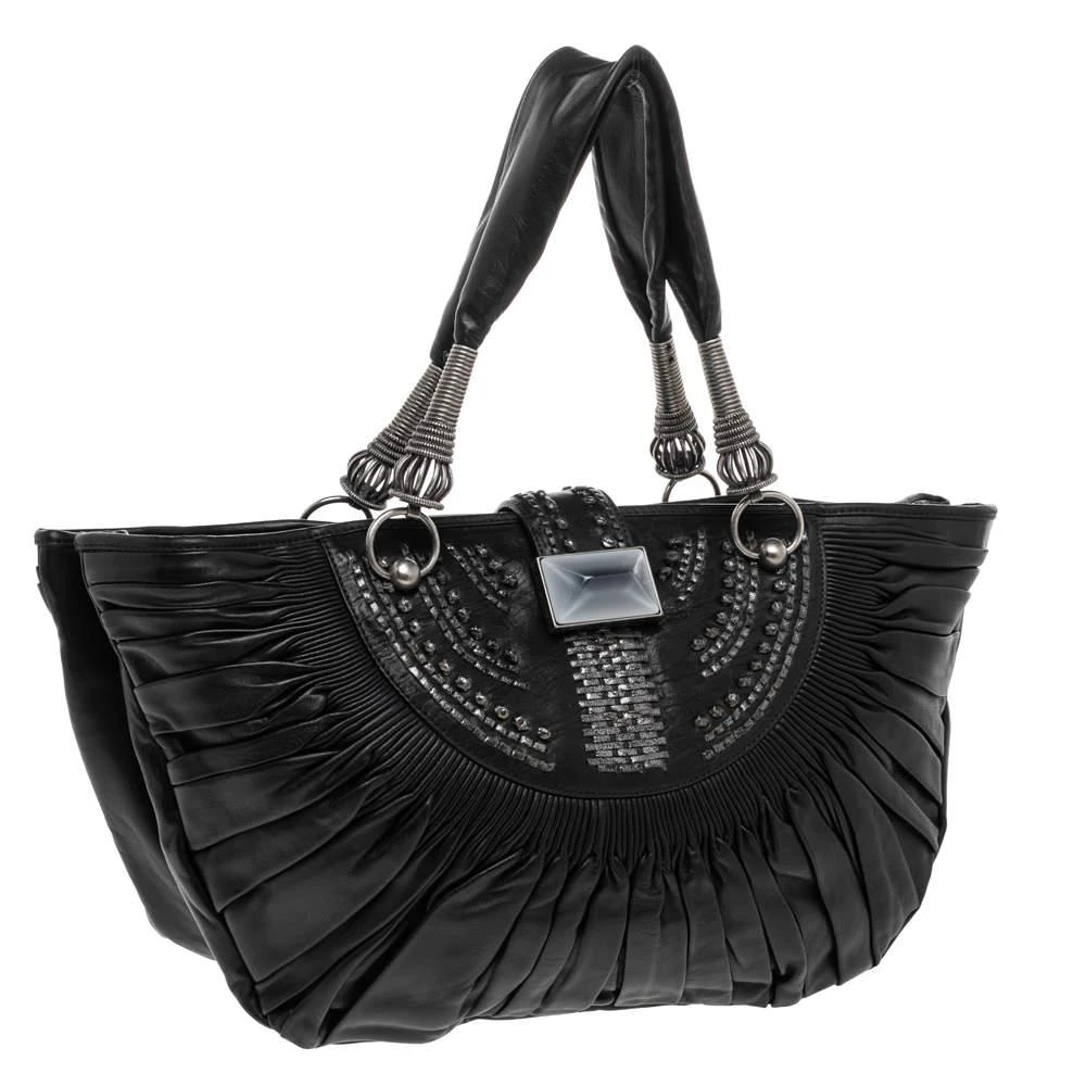 商品[二手商品] Dior|Dior Black Pleated Leather Plisse Tote,价格¥2562,第3张图片详细描述