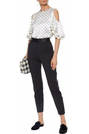 商品Ganni|Leclair cold-shoulder polka-dot satin blouse,价格¥522,第2张图片详细描述