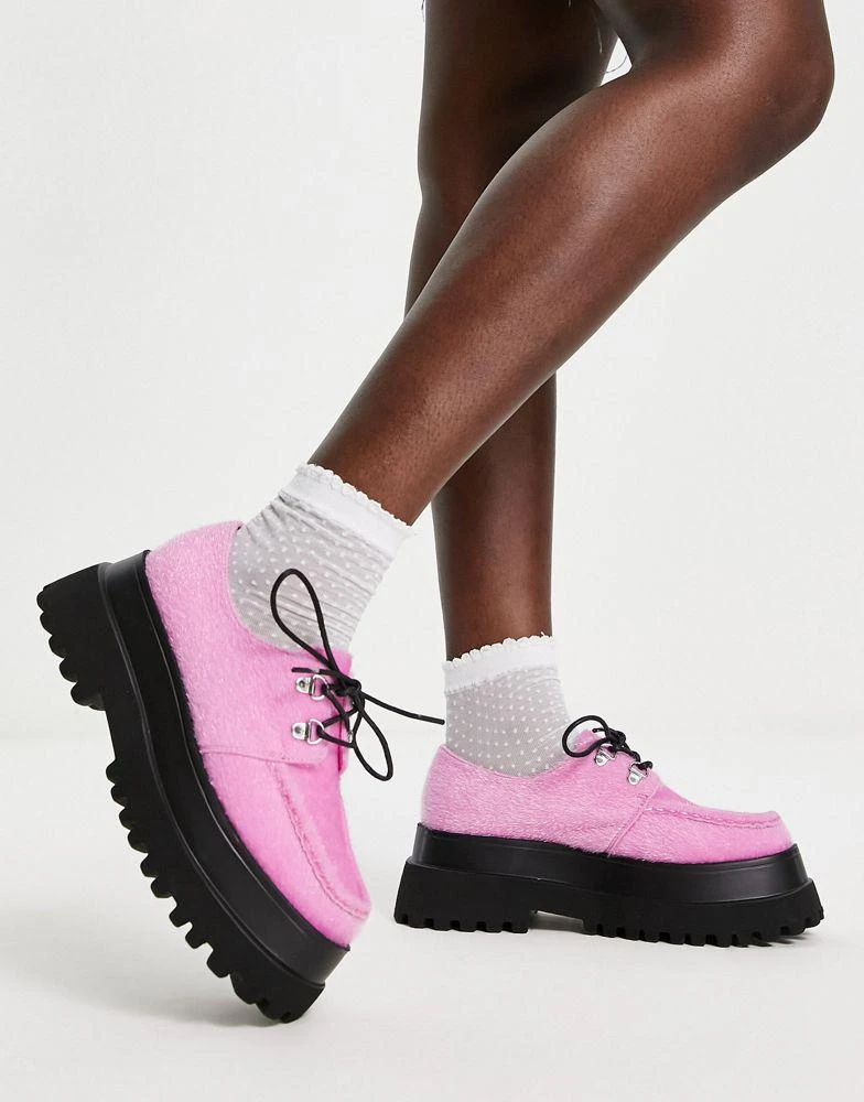商品ASOS|ASOS DESIGN Memphis chunky lace up flat shoes in pink,价格¥230,第1张图片