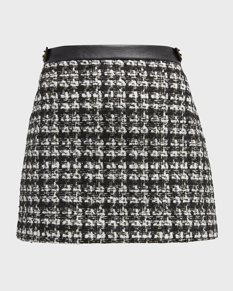 商品Alice + Olivia|Elana Tweed Vegan Leather Mini Skirt,价格¥1150,第2张图片详细描述