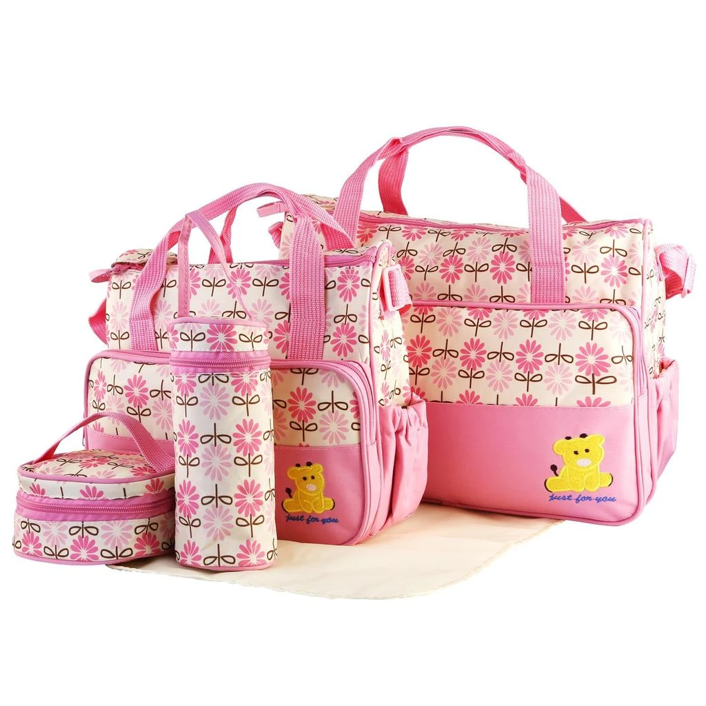 商品Global Bazaar|5PCS Baby Nappy Diaper Bags Set with Changing Pad,价格¥712,第3张图片详细描述