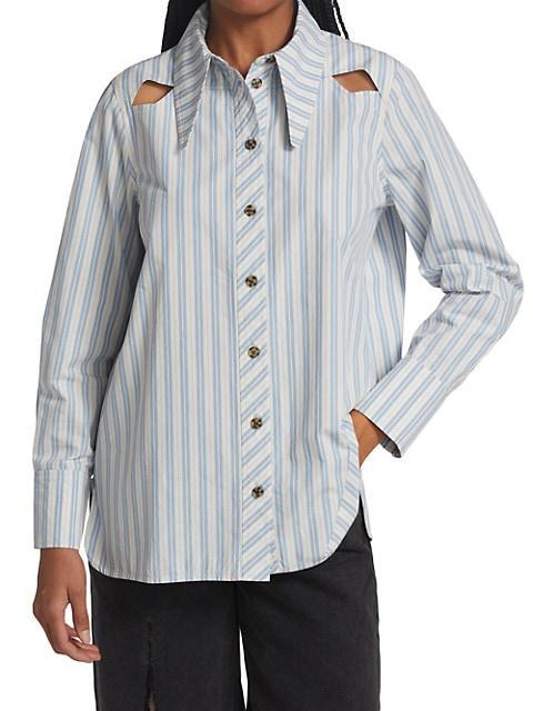 商品Ganni|Striped Cut-Out Shirt,价格¥1278,第5张图片详细描述