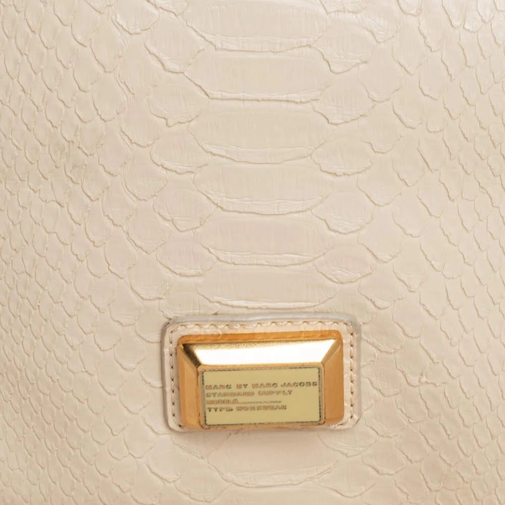 商品[二手商品] Marc Jacobs|Marc by Marc Jacobs Beige Python Embossed Leather Shopper Tote,价格¥923,第5张图片详细描述