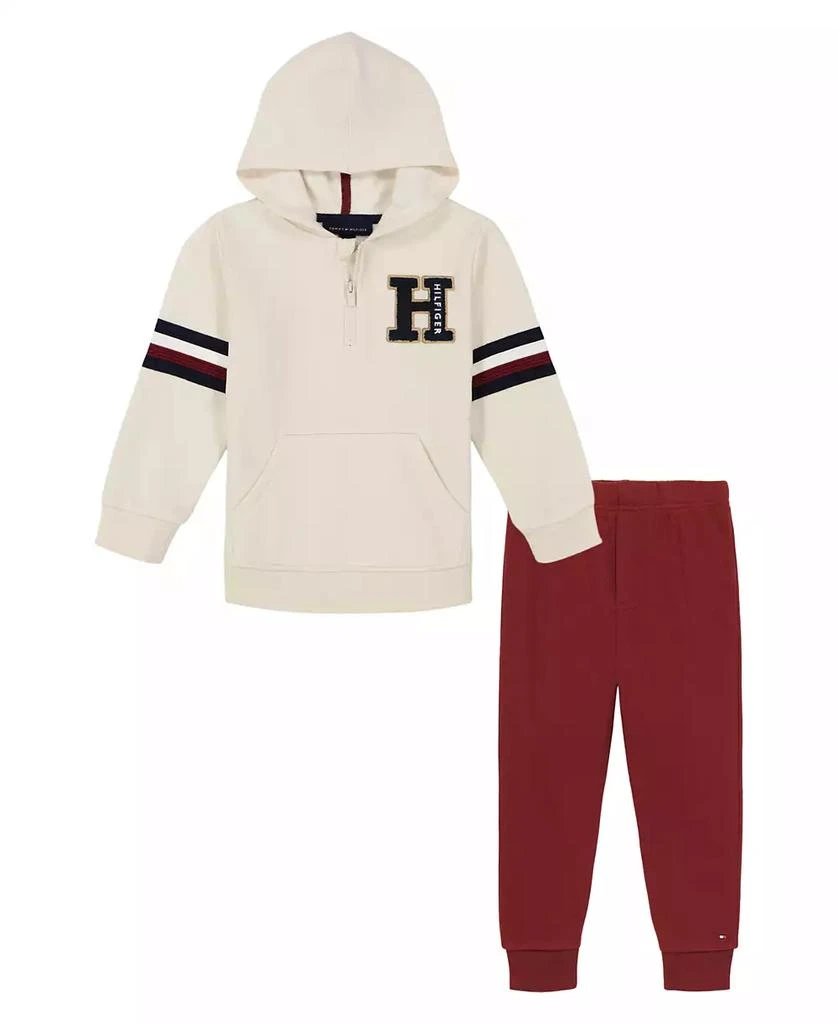 商品Tommy Hilfiger|Baby Boy 1/4-Zip Fleece Monogram Hoodie Joggers, 2-Piece Set,价格¥207,第1张图片