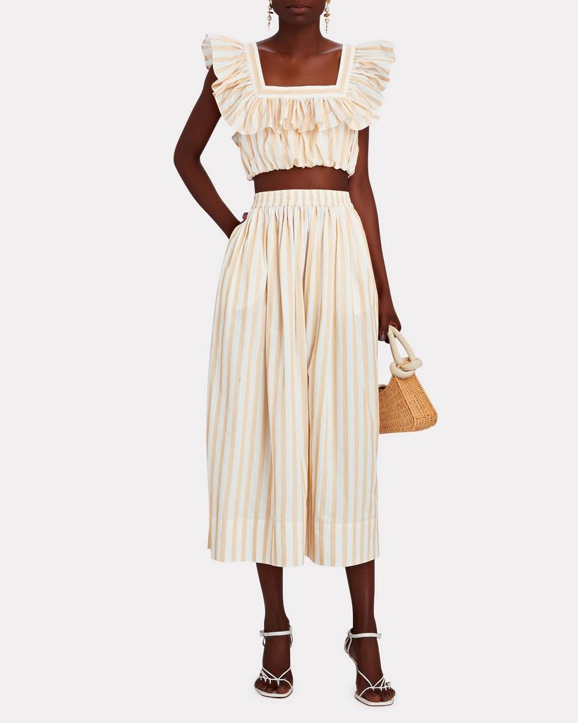 Acler Maxwell Striped Cotton Midi Skirt商品第2张图片规格展示