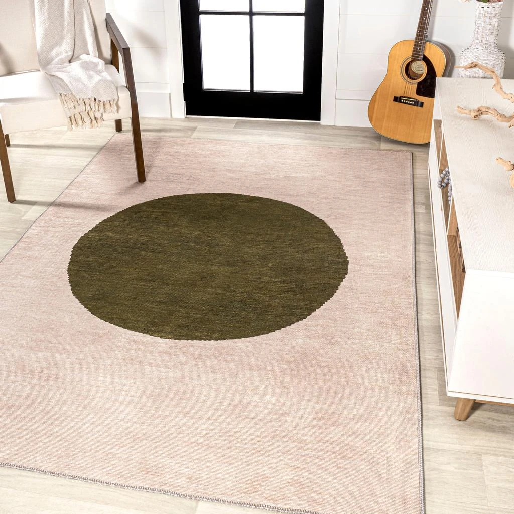Cirkel Minimalist Geometric Dot Machine-Washable Cream/Rust Area Rug 商品