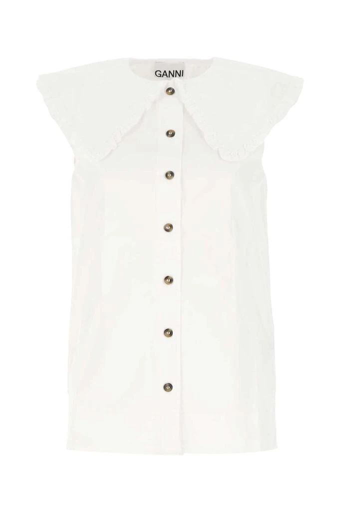 商品Ganni|Ganni Ruffled Sleeveless Shirt,价格¥447,第1张图片