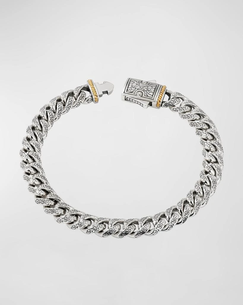 商品Konstantino|Men's Engraved Silver Chain Bracelet with 18k Gold,价格¥6117,第1张图片