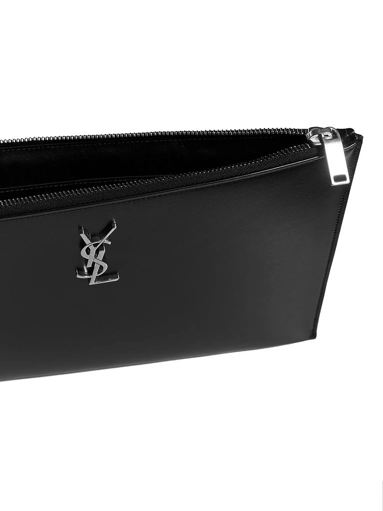 商品Yves Saint Laurent|Saint Laurent Logo Plaque Zipped Clutch Bag,价格¥3844,第4张图片详细描述