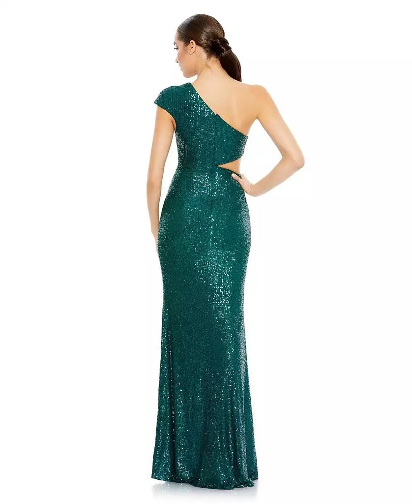 商品Mac Duggal|Women's Ieena Sequined One Shoulder Cap Sleeve Cut Out Gown,价格¥2084,第3张图片详细描述