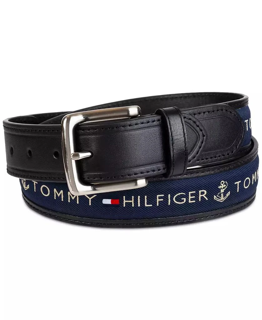 商品Tommy Hilfiger|Men's Tri-Color Ribbon Inlay Leather Belt,价格¥282,第5张图片详细描述