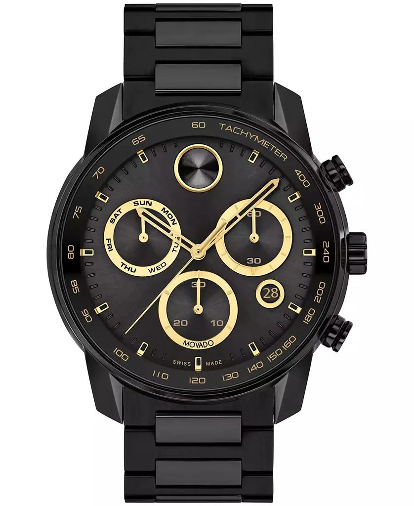 商品Movado|Men's Bold Verso Swiss Quartz Chronograph Ionic Plated Black Steel Bracelet Watch 44mm,价格¥7408,第1张图片