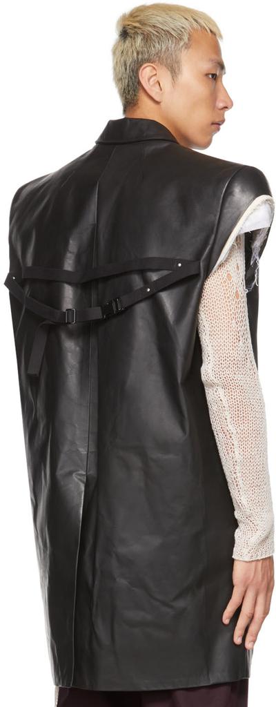 Black Leather Jumbo Tatlin Sleeveless Blazer商品第3张图片规格展示
