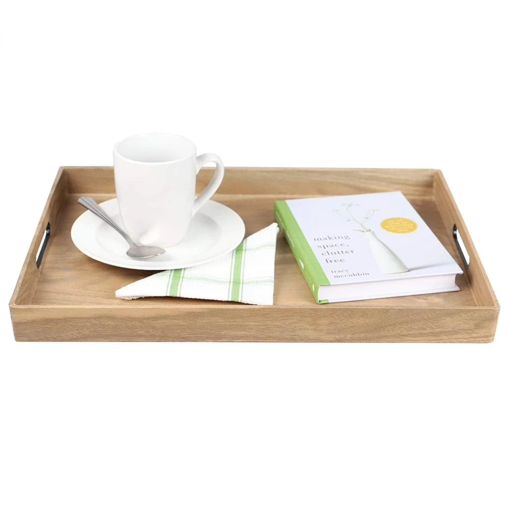商品Home Basics|Home Basics Rustic Wood Like Serving Tray,价格¥166,第3张图片详细描述