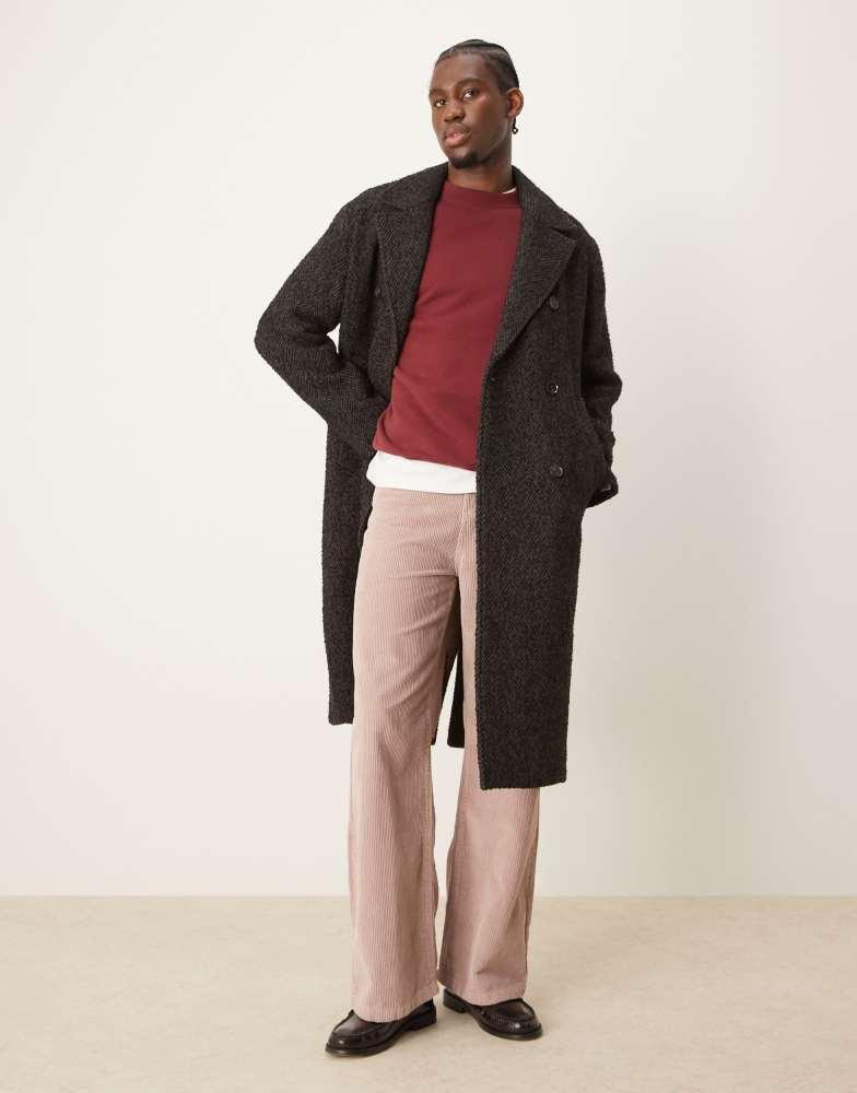 Abercrombie & Fitch double breasted wool blend herringbone