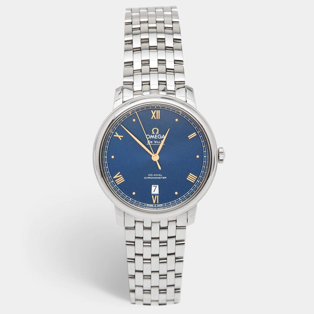商品[二手商品] Omega|Omega Blue Stainless Steel Prestige De Ville 424.10.40.20.03.004 Men's Wristwatch 39.5 mm,价格¥22372,第1张图片