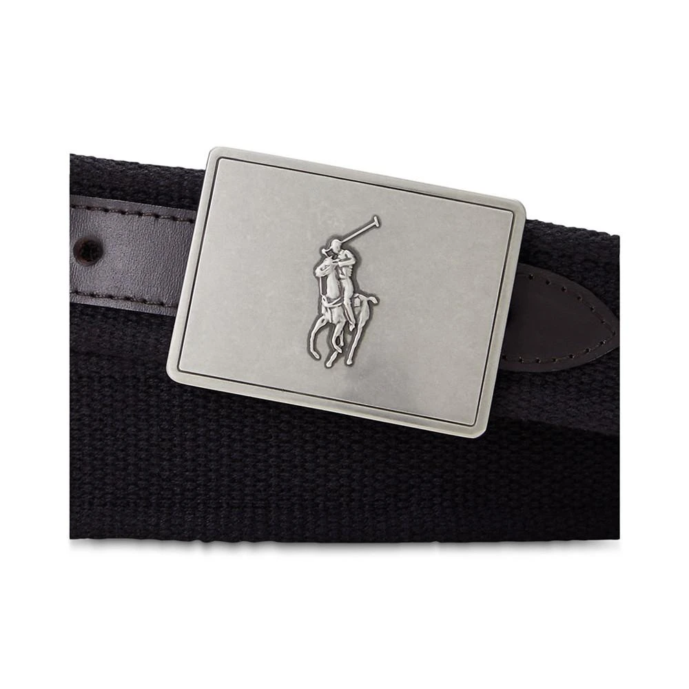 商品Ralph Lauren|Men's Pony Plaque Canvas & Leather Belt,价格¥280,第2张图片详细描述