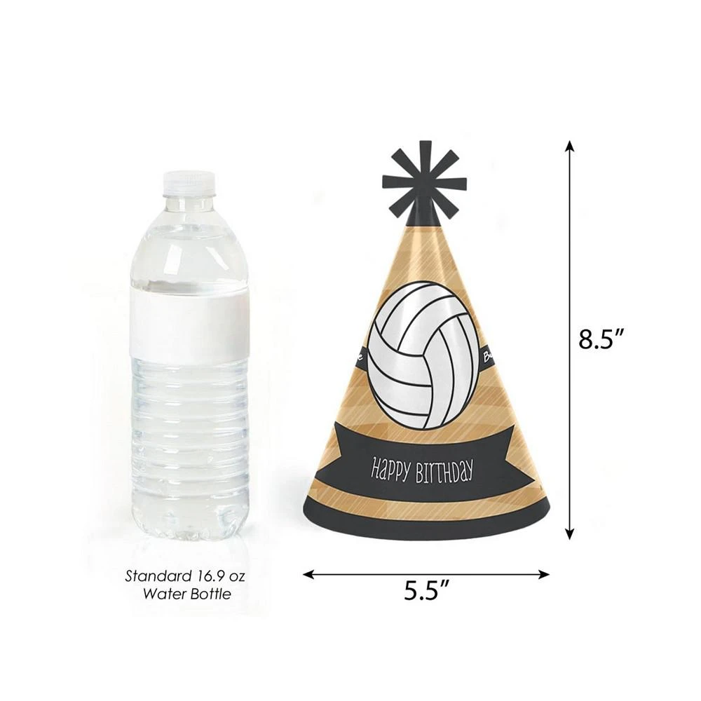 商品Big Dot of Happiness|Bump, Set, Spike - Volleyball - Cone Happy Birthday Party Hats - Set of 8,价格¥115,第2张图片详细描述