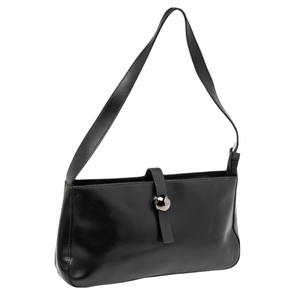 Furla Black Leather Shoulder Bag商品第3张图片规格展示