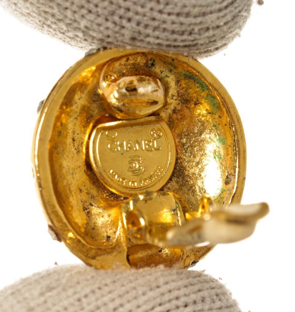 商品[二手商品] Chanel|Chanel Gold CC Rhinestone Clip On Earrings,价格¥7844,第6张图片详细描述