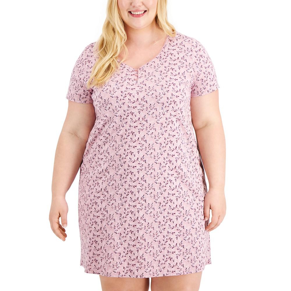 Plus Size Printed Cotton Essentials Chemise Nightgown, Created for Macy's商品第3张图片规格展示