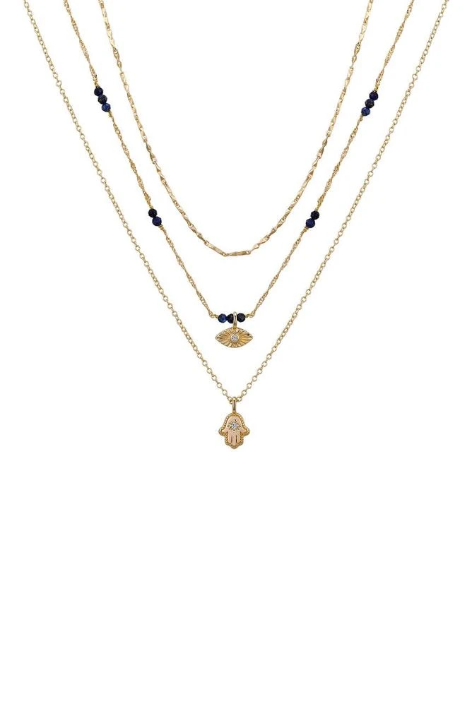 商品LA Rocks|3-Layer Chain & Charm Pendant Necklace,价格¥70,第1张图片