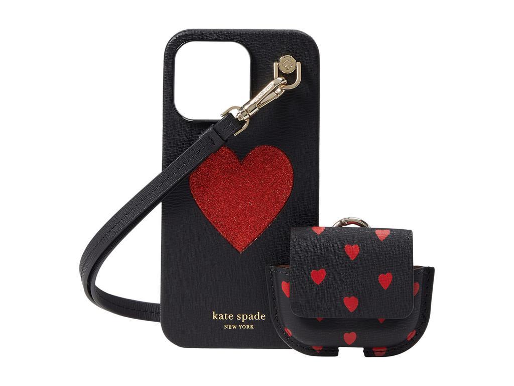 商品Kate Spade|Glitter Heart Printed TPU Lanyard Set Phone Case for iPhone® 13 and 13 Pro,价格¥505,第1张图片