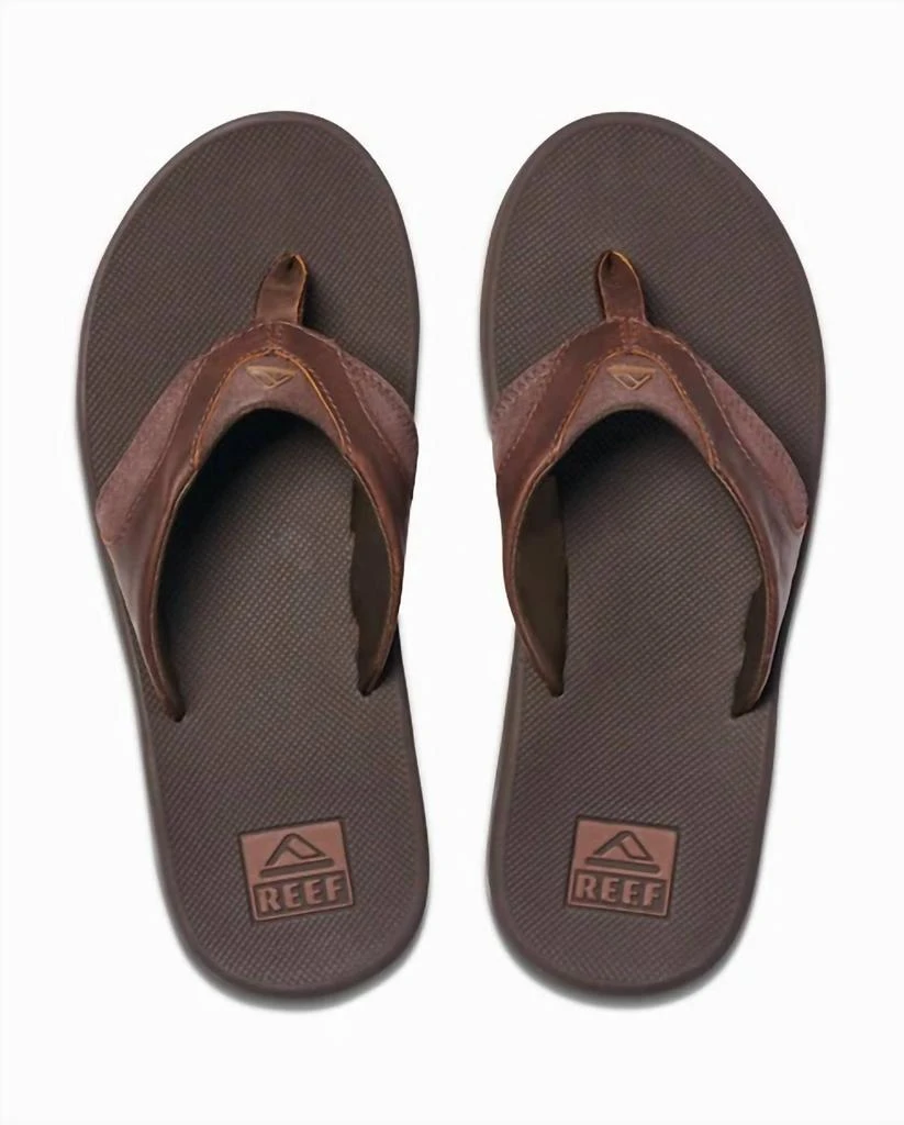 商品Reef|Men'S Leather Fanning Flip Flop in Brown,价格¥485,第2张图片详细描述