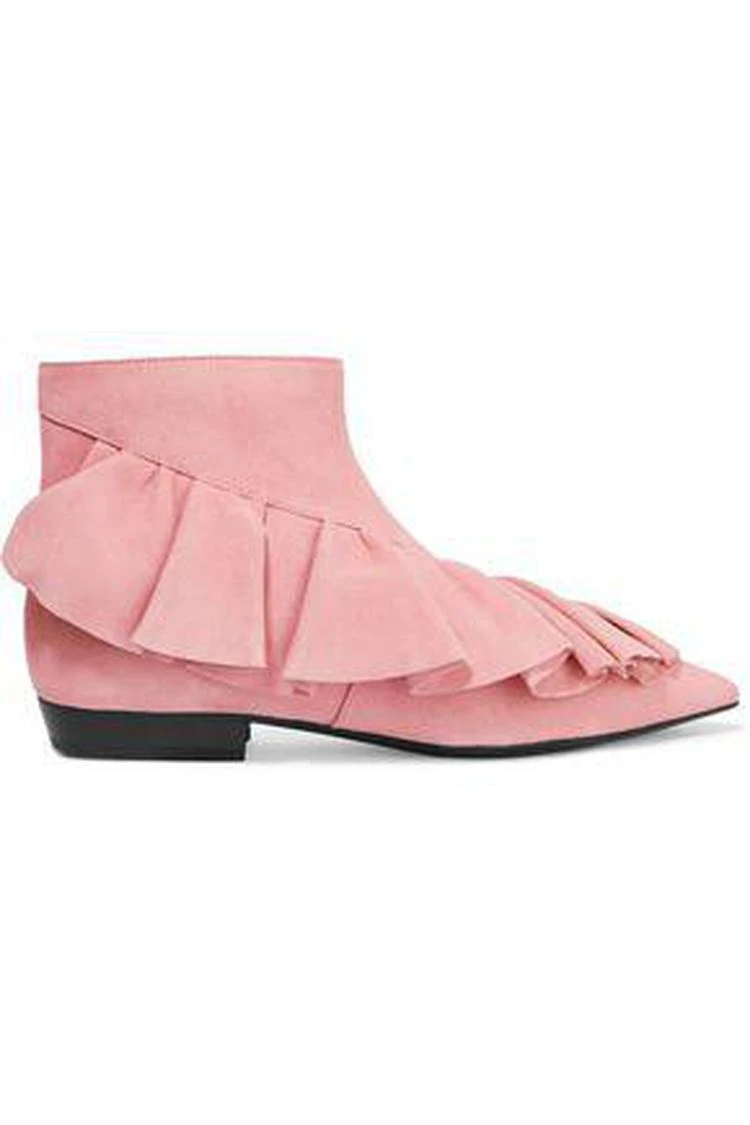 商品JW Anderson|Ruffled suede ankle boots,价格¥4105,第1张图片