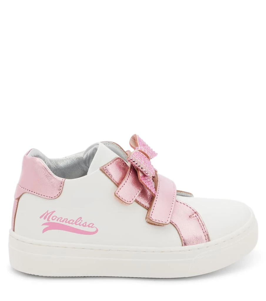 商品MONNALISA|Baby bow-detail leather sneakers,价格¥673,第3张图片详细描述