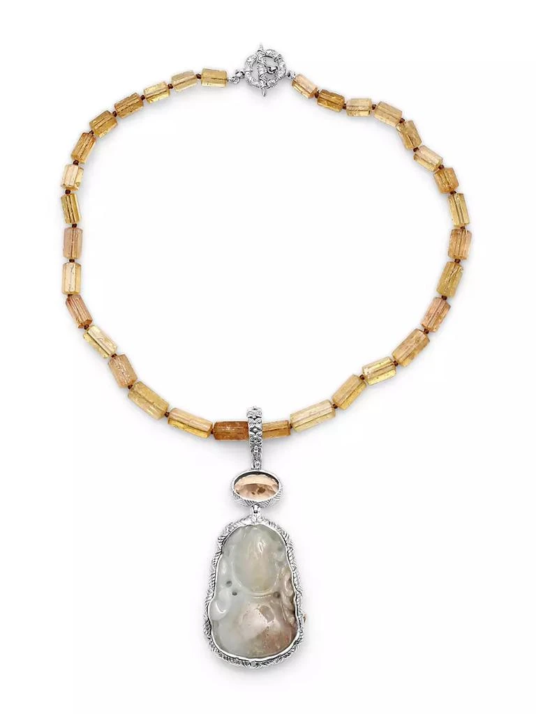 商品Stephen Dweck|One-Of-A-Kind Vintage Hand-Carved Jade, Faceted Citrine & Imperial Topaz Sterling Silver Necklace,价格¥46805,第3张图片详细描述