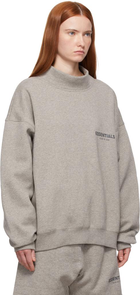 Grey Pullover Mockneck Sweatshirt商品第2张图片规格展示