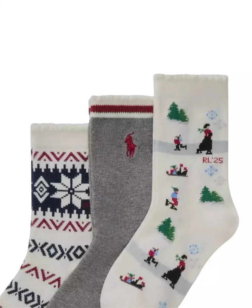 商品Ralph Lauren|Little and Big Girls 3-Pack Holiday Ice Skater Scenic Socks,价格¥148,第3张图片详细描述