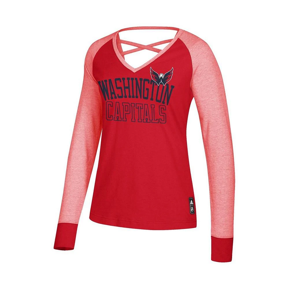 商品Adidas|Women's Red Washington Capitals Contrast Long Sleeve T-shirt,价格¥309,第3张图片详细描述