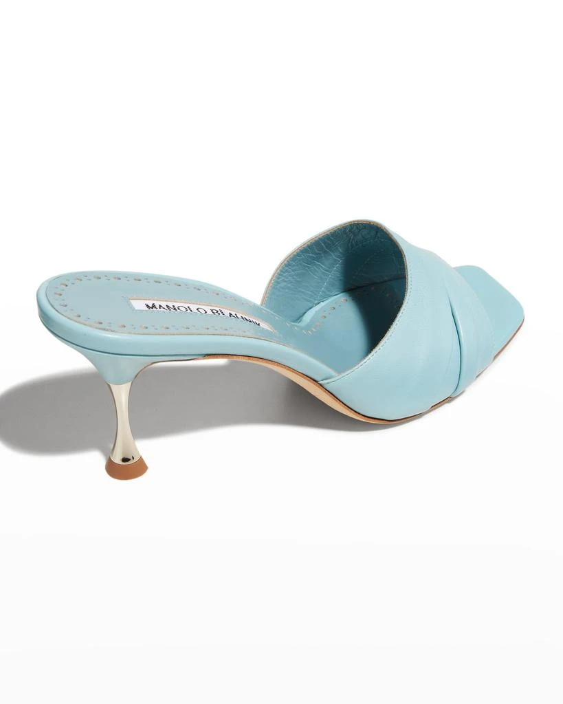 商品Manolo Blahnik|Picoux Lambskin Kitten-Heel Sandals,价格¥2401,第3张图片详细描述