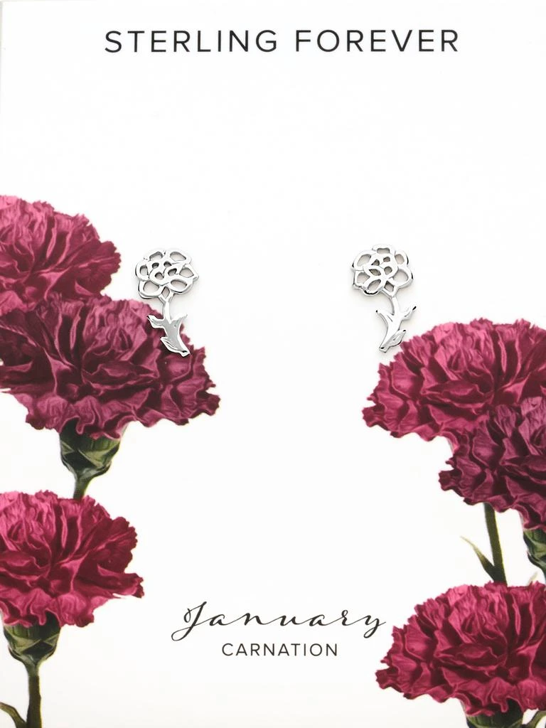 商品Sterling Forever|Sterling Silver Birth Flower Earring Studs - January,价格¥209,第1张图片