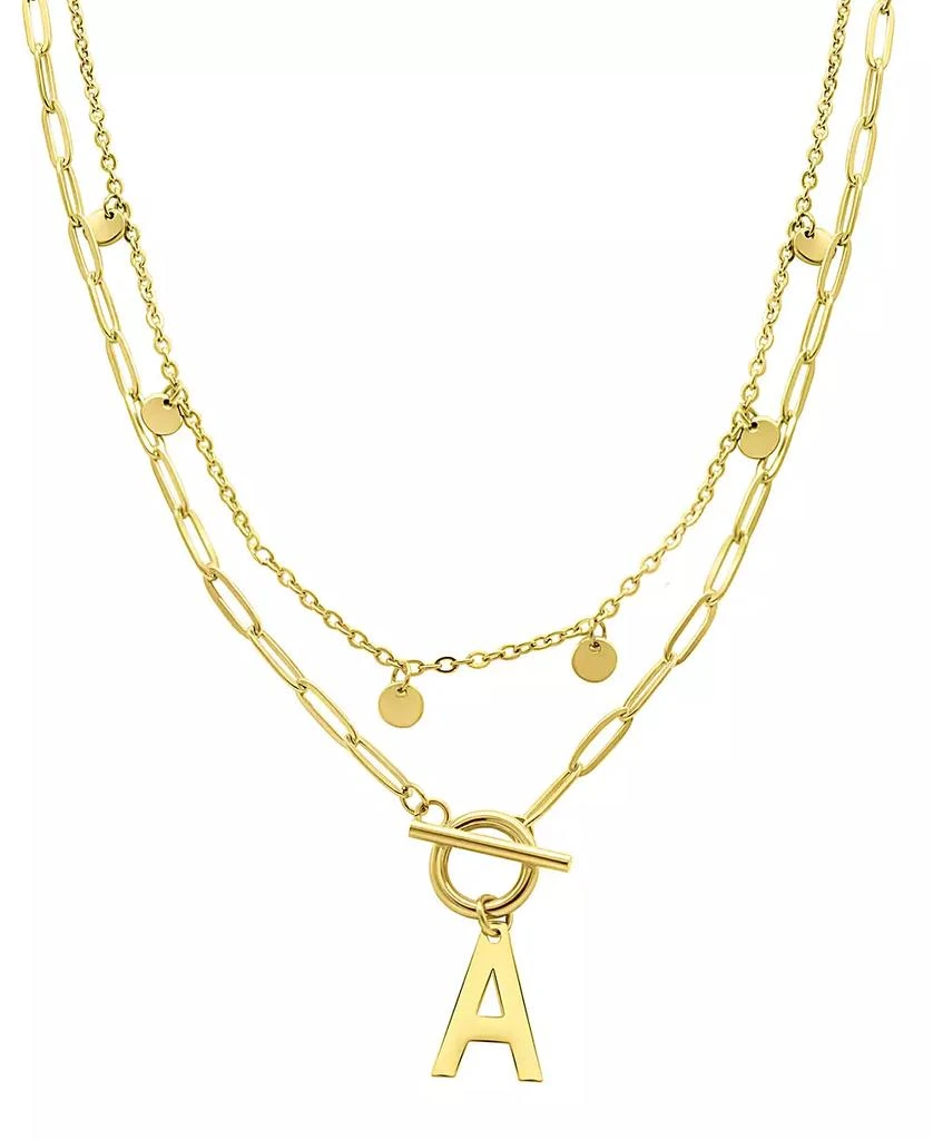 商品ADORNIA|Tarnish Resistant 14K Gold-Plated Confetti and Paperclip Layered Initial Toggle Necklace,价格¥177,第1张图片