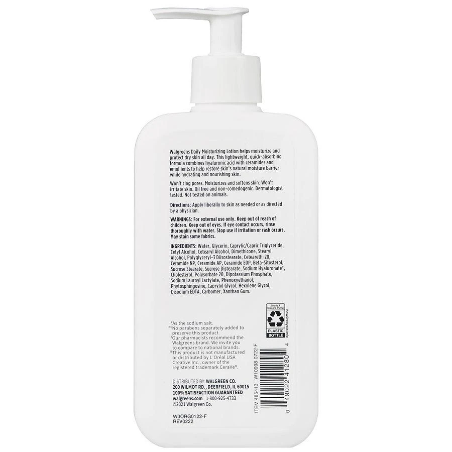 商品Walgreens|Daily Moisturizing Lotion Fragrance Free,价格¥64,第3张图片详细描述