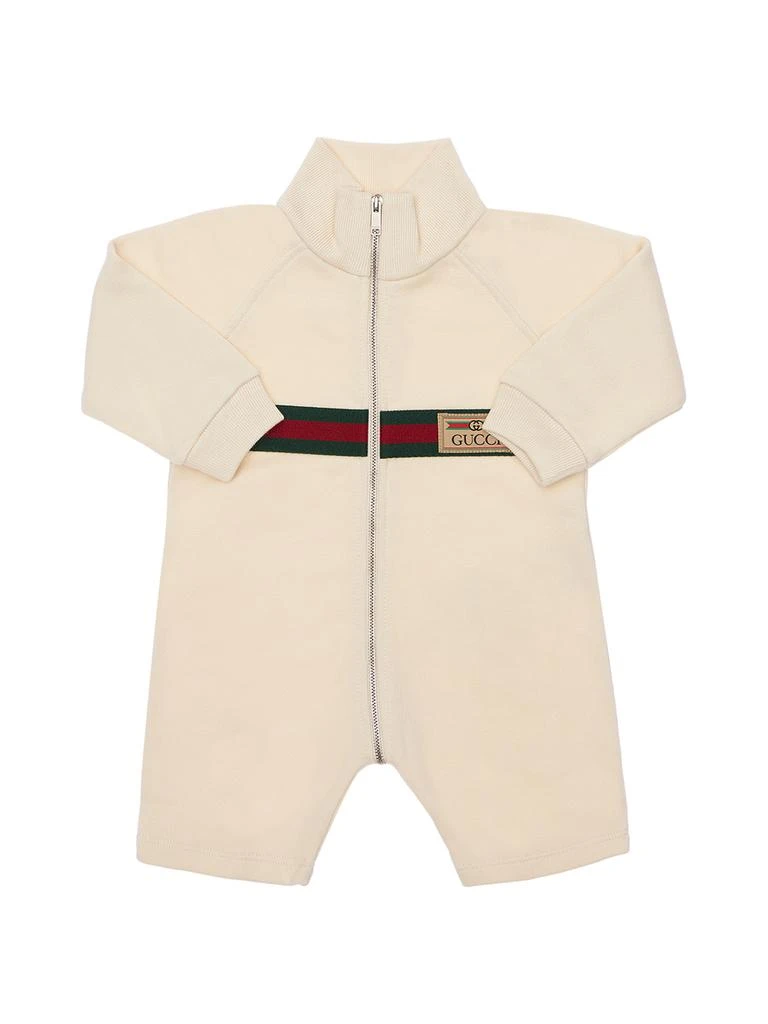 商品Gucci|Web Detail Cotton Sweatshirt Romper,价格¥2575,第1张图片